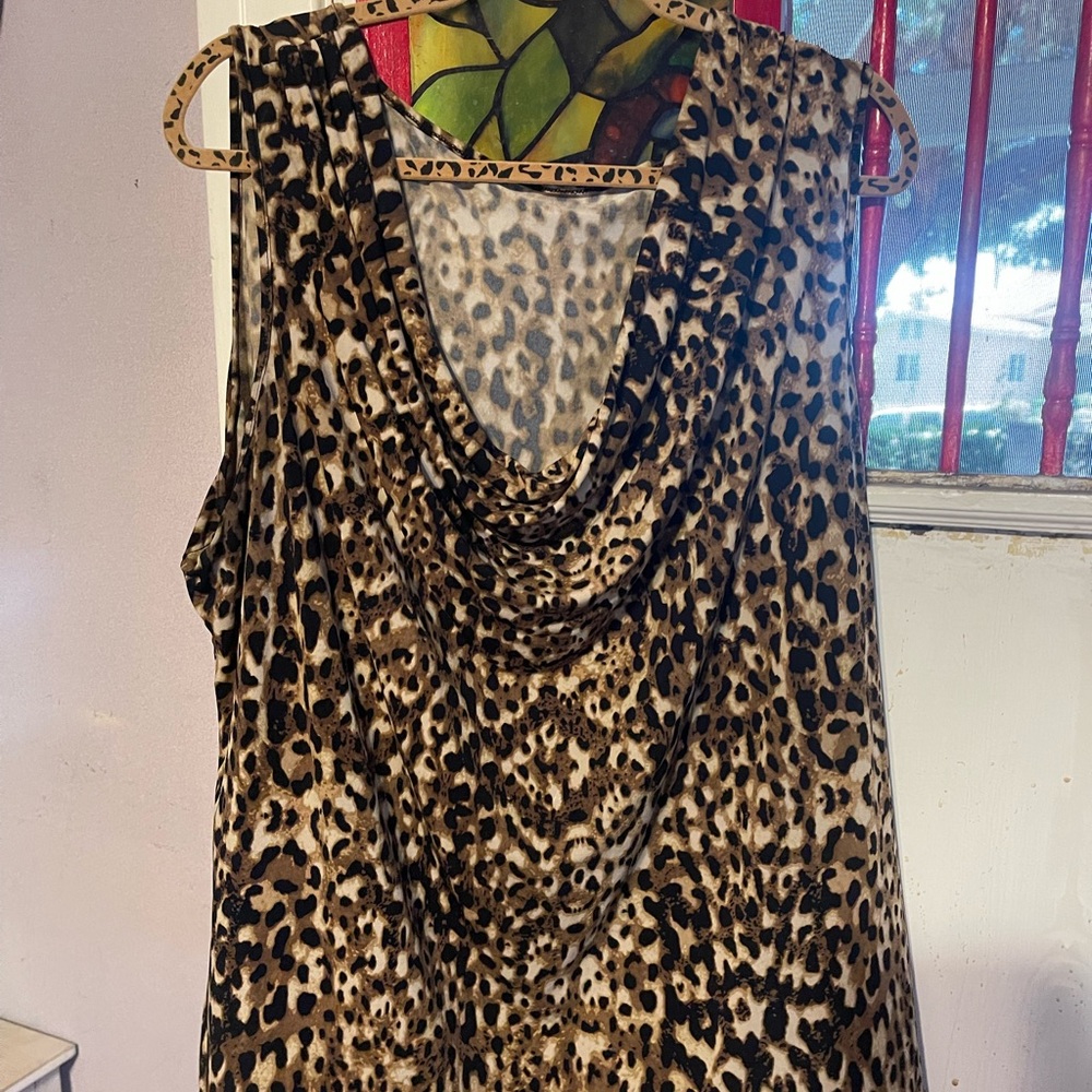 Leopard print dressy tank top 2x